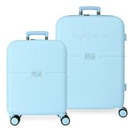 Pepe Jeans Accent Bleu Valise Set 55/70 cm ABS Rigide Fermeture TSA Intégrée 116L 7.54 kg 4 Double Roues Bagage à Main