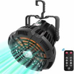 Ventilateur Portable Silencieux avec Rechargeable Batterie Lumière led, Ventilateur Camping usb avec Crochet Rotatif, Réglage à 3 Vitesses