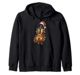 Cello Music Instrument Christmas Hat Xmas Zip Hoodie