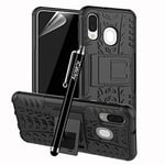 iCatchy For Galaxy A40 Case, Heavy Duty Hard Tough Dual Layer Hybrid Shockproof Cover compatible For Samsung Galaxy A40 Phone Case (Black)