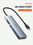 JMMO USB -keskitin, USB C -keskitin, 6-in-1 USB C -keskitin 3 USB 3.0 -porttia, Micro SD/SD-kortinlukija, 4K@30Hz HDMI-yhteensopiva portti useimmille Type-C-laitteille USB3.0 joululahjat, pakolliset lahjat Syksylle ja talvelle-Silver-tyyppi C