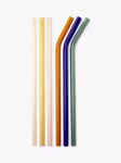 Kikkerland Multicolour Glass Straws, Set of 6, Multi