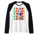 Kids Sixth 6th Grade Back To School LLama Skateboarding Boys Raglan Baseball Tee