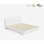 Lit double design moderne en bois 160x200cm avec sommier à lattes Landeck King Couleur: Blanc