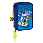 Tredobbelt Penalhus Hot Wheels Sonny Marineblå 12,5 x 19,5 x 5,5 cm 36 Dele