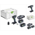 Txs 18-Basic Perceuse-visseuse sans fil 18 v 40 Nm Brushless + 2x batterie 5,0 Ah + chargeur + Systainer - Festool