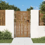 Portail de jardin Portillon Grillage Portail de Clôture 105x205 cm acier corten design de bambou 87556