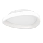 Eglo Plafonnier LED Loretello, lampe de plafond triangulaire, éclairage de bureau à intensité variable avec télécommande, métal et plastique blanc, blanc chaud-blanc froid, Ø 35 cm