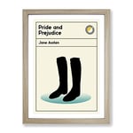 Book Cover Pride And Prejudice Jane Austen Modern Framed Wall Art Print, Ready to Hang Picture for Living Room Bedroom Home Office Décor, Oak A4 (34 x 25 cm)