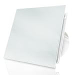 DOSPEL VERONI GLASS Ventilateur de salle de bain 120mm Blanc, avec minuterie, Haute efficacité énergétique, Fonctionnement ultra silencieux, Ventilateur d'extraction à montage mural, 230V