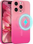 Silicone Coque Magnétique Iphone 14 Pro Coque Compatible Avec Magsafe Iphone 14 Pro Case Téléphone Antidérapante Anti-Rayures Housse Fin, Rose Fluo[X1589]