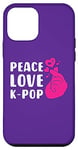 Coque pour iPhone 12 mini Peace Love K-Pop, geste du doigt en forme de cœur, Saranghae