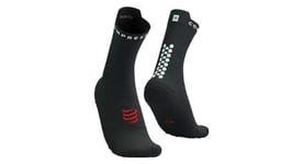 Chaussettes compressport pro racing socks v4 0 run high noir blanc rouge