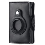 FY2108 Tracker Wallet Metal Card Holder for AirTag, Style: Crazy Horse (Black)