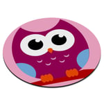 OWL LARGE PURPLE CIRCULAR PC COMPUTER MOUSE MAT PAD - Bird Pink Cute