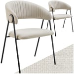 TecTake® Lot de 2 Chaises de Salle à Manger rembourrées Modernes Fauteuil Salon Chaise Scandinave Pieds en Acier Élégant avec Accoudoirs Chaise pour Coiffeuse, Chambre, Dressing, Salon