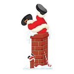 SC1651 Décoration de Noël Père Noël coincé dans Une cheminée en Carton Idéal pour Les fêtes festives