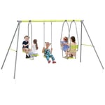 Outsunny 3 en 1 balançoire portique Enfant, avec 2 Face à Face et 1 siège de balançoire, balançoire de Jardin, Structure en métal, Charge Max. 225 kg, Aire de Jeux extérieure, Vert