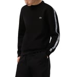 Lacoste Mens Logo Stripe Crew Neck Sweatshirt Black material_cotton - Size Medium