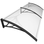 VOUNOT Auvent de Porte d'entrée Toit Marquise en Polycarbonate Porte Résistante Toit Abri Protection Contre La Pluie et UV Transparent 200x80cm Noir