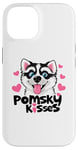 Coque pour iPhone 14 Funny Pomsky Lover Kisses Puppy Dog Mom Pomskies