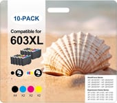 603XL Multipack Cartouche d'encre pour Epson 603 XL pour Expression Home XP-2100 XP-2105 XP-2150 XP-2155 XP-3100 XP-3150 XP-3155 XP-4100 XP-4150 WF-2810 (10 Pack)