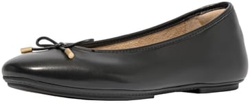 Fitflop Women's DELICATO Bow Soft Leather Ballet Flats Shoe, Black, 4 UK