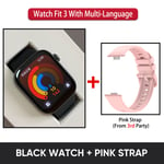 Huawei Watch Fit 3 Smartwatch Fit3 1,82 Tuuman Amoled-Näyttö Bluetooth-Puhelut Älykello Erittäin Ohut Muotoilu Kestävä Akunkesto_Black n Pink Strap