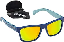 Cressi Spike Sunglasses Lunettes de Soleil Sportif Adulte Unisexe, Bleu Fantasy Shark/Verres Miroir Orange, Taille Unique