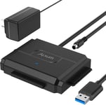 IDE SATA Festplatten Adapter Disque Dur,USB 3.0 IDE SATA Adaptateur pour 2.5/3.5 Pouces SATA HDD/SSD,IDE Festplatten Adapter avec Alimentation Externe DC 12V2A