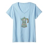 Womens Creative Cozy Coffee House Cafe, Stovetop Espresso Maker V-Neck T-Shirt