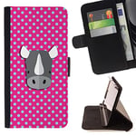 BeanShells [ Microsoft Lumia 850 Case [ Flip Cover Leather Wallet ] - Rhino Teal Purple Polka