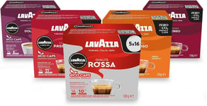 Lavazza, 5 Variety Pack, A Modo Mio, Coffee Capsules, Compostable, 5 packs of 1