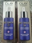 2 x OLAY REGENERIST RETINOL 24 NIGHT SERUM 40ML (FREE UK DELIVERY)