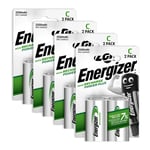 8x Energizer Rechargeable Taille C Piles Accu Recharge Power Plus Nimh 2500mAh