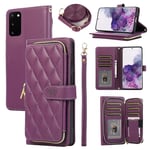 ELISORLI Wallet Case for Samsung Galaxy S20 FE 5G 6.5 inch with Wrist Strap,Shoulder Strap,9+ Card Slots Leather Stand Phone Cover for S 20 EF UW S20FE5G S20FE 20S S2O Fan Edition 4G G5 Women Wine Red