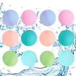 Bombe a eau Réutilisable, MKNZOME 12 Pcs Ballon a eau Silicone pour Enfants Adultes Bombes d eau Auto-obturants à Remplissage Rapide Jouets de Piscine d'été pour Famille, Jardin, Plage