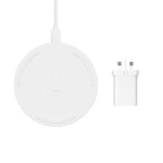 Belkin Boost Charge Wireless Charging Pad 15W (Qi-Certified Wireless Charger for iPhone, AirPods, Samsung, Google and more, AC Adapter Included) - White
