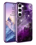 DUEDUE Case for Samsung Galaxy S23, Glow in the Dark Ultra Slim Fit Shockproof Protective Silicone Nebula TPU Anti Scratch Bumper Protection for Samsung Galaxy S23 Luminous Case Cover, Purple