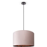 Paco Home - Suspension Lampadaire Trépied Salon Abat-Jour Velours Monochrome E27 Lampe à suspension - Noir, Beige Cuivre (Ø45.5 cm)