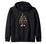 Scottish Fold Cat Xmas Lighting Santa Cat Christmas Tree Zip Hoodie