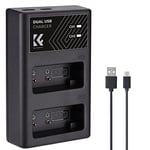 K&F Concept LP-E17 Dual Slot Fast Camera Charger with Micro USB/Type-C Dual Interface Compatible Battery Canon EOS RP, Rebel T8i, T7i, T6i, T6s, SL2, SL3, EOS M3/M5/M6, Mark II, 77D, 200D, 750D, 760D