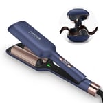 Boucleur à Cheveux 2 Tete, Fer à Friser 32 mm grandes boucles, PARWIN PRO BEAUTY Hair Curler, style ondulé avec 4 températures réglables, vagues instantanées (Bleu de Prusse)