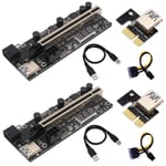 Pack de 2 Extensions Graphiques Pcie Riser 1X à 16X avec Capteur Température pour Carte Adaptateur Alimentée par Gpu