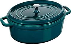 STAUB Cocotte en Fonte Émaillée avec Couvercle, Tous feux dont induction, 5 à 6 personnes, Ovale, 31 cm, 5,50 L, 7 kg, La Mer