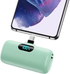 Batterie Externe Usb C 5000mah, 15w 3.0a Charge Rapide Chargeur Portable Mini Power Bank Avec Écran Lcd Compatible Avec Samsung S23,S22/Note/Huawei/Moto/Lg/Pixel/Nexus,Usb C Phones -Vert Cla.[F347]