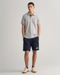 Gant Mens Regular Fit Short Sleeve Contrast Pique Rugger - Grey Cotton - Size X-Large