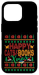 iPhone 16 Pro Happy Books & Cats Xmas Fair Isle Ugly Style Christmas Case