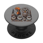 Art de poulet amusant coloré d'Eagerlys, Crazy Chicken Family PopSockets PopGrip Adhésif