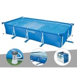 Kit piscine tubulaire rectangulaire Intex 4,50 x 2,20 x 0,84 m + Filtration à cartouche + Bâche de protection + Bâche à bulles